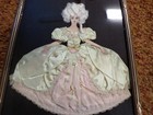 Vintage Antique Art Deco Ribbon Art Doll Girl  Green Pink Dress Wall Picture