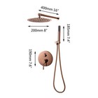 8  Rose Gold Rainfall Shower Faucet Set Round Head Wall Mounted Mixer Brass Tap