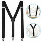 Men s Adjustable Suspenders Elastic Y-shaped Braces Clips Pants Brace Solid Tbn 