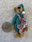 Vintage Miniature Little Gem Bear In Pajamas With Bunny Fully Jointed Easter