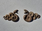 Pair Vintage Brass Snake Serpent Stampings Decorative Egyptian Revival Patina