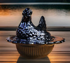 Black 6  Mosser Glass Hen Jumbo Chicken Covered On Wide Rim Base Mould