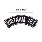 Large 12  Vietnam Vet Embroidered Rocker Patch-black   White Veteran Top Rocker