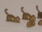 Vintage Lot Set Of 9 Small Solid Brass Cats   Mice Figurines Nice