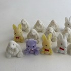 Vintage Miniature Flocked Fuzzy Teddy Bear Bunny Rabbits Animals 1    Lot Of 15