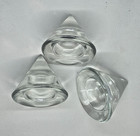 Vintage Clear Glass Cone Candle Holders Or Paperweight Set Of Three Tea Light
