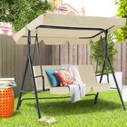 3-person Outdoor Swing Chair Patio Hanging Bench W  Canopy   Removable Cushion