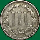 1873 Open 3 Three Cent Nickel Extremely Fine Xf Coin  29836