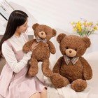 Kawaii Classic Brown Bear Plush Toy With Cute Bow Tie     Soft Stuffed Pillow Doll
