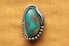 Vintage Hand Made Sterling Silver Rayston Turquoise Western Bolo Tie Slide Only