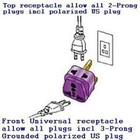 Travel Adapter Plug For Morocco Tunisia Poland Austria Purple  2-ports   Surge 