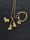 Vintage Rare Signed Joan Rivers Yorkie Dog Necklace  Bracelet  And Brooch Set