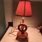 Vintage Wooden Ship Wheel Nautical Table Lamp Mid Century Cabin Decor Works 20x7