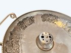 Vintage Mcm Hammered Aluminum Nut Bowl W Fruit   Floral Motif   Dual Handles