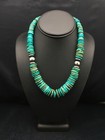 Southwestern Navajo Graduated Turquoise Sterling Silver Necklace 18  04045