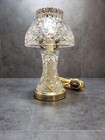 Vtg Clear Cut Crystal Glass Table Lamp Boudoir Night Light