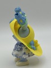Vintage Tea Bunnies Iris With Hat And Clothes Blue Floral Stain On Head
