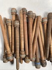 Wood Bobbins Quills Reclaimed Industrial 8  Wth Staples  Lot Of 30
