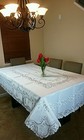 White 72x108  Embroidery Floral Cutwork Embroidered Tablecloth Wedding Church