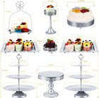 Zumeler Silver Cake Stand Cupcake Stand Dessert Table Display Set 3 Silver 