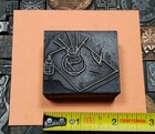 Antique Vtg Art Brush Compass Supplies Letterpress Print Type Ornament Cut Block