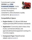 Genuine Cummins Crankshaft Adapter 3957841 Cummins 6 7 Isb qsb