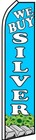 We Buy Silver Flutter Flag Tall Curved Advertising Sign Feather Swooper Banner