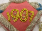 7  Antique 1907 Native American Hand Beaded Heart Whimsey Pin Cushion Iroquois