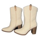 New Mia Ceesea Textured Ivory White Heeled Western Snake Boot Women s 7 5 Bridal