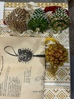 Vintage Leewards Handmade Christmas Sequin Beaded Mini Ornaments Lot Of 4