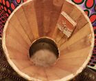 1950s Drum Vtg Hawaiian Tiki Bar Table Base Wood Tattoo Carving Pacific Art Deco