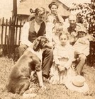 Vintage Ca  1900 Family Portrait W large Dog In Foreground Vgc