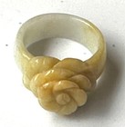 Pale Mustard Yellow Rose Ring - Jadeite Jade Ring Size 10 5
