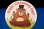 Happy Groundhog Day Button Pinback Pin Badge Large 2 1 4  New  Joke Humor Irony