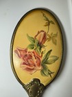 Vintage Victorian  Floral Rose Hand Painted Vanity Hand Held Mirror