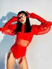 Women Singer Dancer Stage Costume Tops shorts gloves Dance Performance Outfit