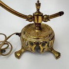 Vintage French Ormolu Brass Boudoir Crescent Lamp Porcelain Flowers
