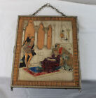 Antique Tri Fold Dresser Beveled Vanity Mirror With Classical Folding Case Scene