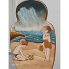 Vtg Handmade Painted Wood Hanging Shelf Beach Children Seashells Decor Ocean
