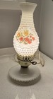 Vintage Milk Glass Hurricane Hobnail Table Lamp Floral Pattern  - 13    Electric