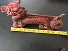 Two Red Resin Dragon Statues Set Fantasy Theme Decorative Figurines
