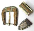 3 Piece Southwestern Belt Buckle Loop Tip Sterling Silver Mexico Vintage 925