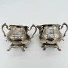 Vintage Oneida Ol Cream And Sugar With Lid Set Silver Plated Old French Pattern