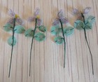 Vintage French Glass Seed Beaded 4 Stems Lavender Colored Flowers 