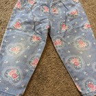 Vintage Health Tex Kids Blue Denim  Pink Roses Pants 4t Crawling Knee Support