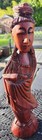 Antique Chinese Carved Wood Guanyin Statue 12  Tall W  Scroll - Folk Art Kuan   