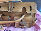 Luella Gisele Tan Brown Leather Double Top Handle Satchel Handbag Needs Tlc