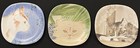 Set Of 3 Minou-ettes By C  Pradalie 1985 Cat 8  Plate Fine Porcelain Portugal