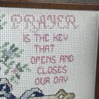 Vintage Framed Cross Stitch Wall Art    prayer Is The Key That Opens Closes Day 