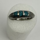 Vintage Southwest Sterling Silver Turquoise Chip Inlay Band Ring Size 6 75